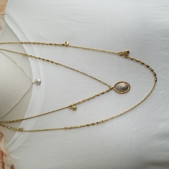 New Lucky Brand Pave Layer Necklace - Picture 1 of 9